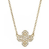 Image of " New " Kara Ackerman <i> Talulah <i/>  Pave Stone Fleur Necklace in Yellow Gold