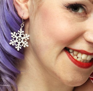 Image of Pearl White Snowflake Earrings