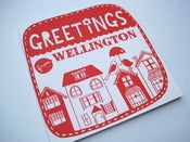 Image of Greetings from Wellington square note card in crimson