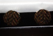 Image of Dark Green Herringbone Harris Tweed Cufflinks