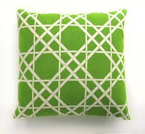 Image of Vintage Spring Green Caning Motif Fabric Pillow