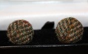 Image of Green Herringbone Harris Tweed Cufflinks