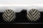 Image of Black & Ivory Herringbone Harris Tweed Cufflinks