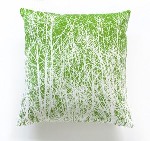 Image of Vintage Vera "Birches" Fabric Spring Green Pillow