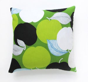 Image of Vintage Screen-Printed Graphic Apples Fabric Pillow
