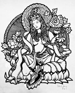 Image of WHITE TARA - Amigos de los Muertos ORIGINAL INKED ILLUSTRATION