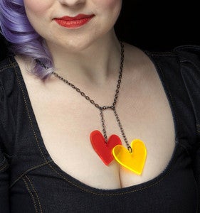 Image of Pink & Yellow UV heart Necklace