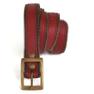 Image of Skinny Zip Belt Red