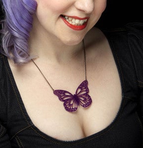 Image of Small Purple Butterfly Necklace 