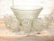 Image of Large, Vintage Punch Bowl with 12 Cups