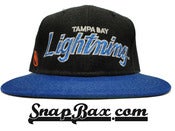 Image of Vintage Deadstock Tampa Bay Lightning Sports Specialties Wool Script Snapback Hat Cap