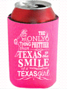Image of Pink "SMILE of a Texas Girl" Koozie