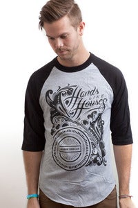 Image of Hands Like Houses - Black Floral Baseball T (XL only)