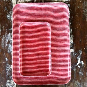 Image of Linen Tray: Red Thin White Stripe
