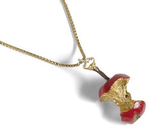 Image of The Red Relished Solid Silver Apple Necklace