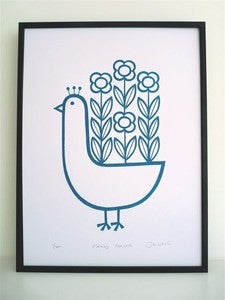 Image of Jane Foster Flowery Peacock Screenprint