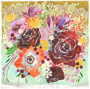 Image of maroon & mint flowers 40"x40"