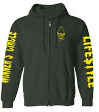 Image of MAD CREEPY - ZIP UP HOODIE (GREEN)