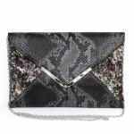 Image of Black Snake Skin and Sequin Clutch