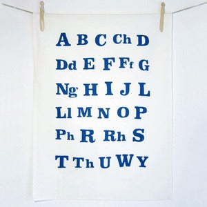 Image of Lliain Llestri Y Wyddor Gymraeg - <em>Welsh Alphabet Tea Towel</em>