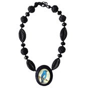 Image of Bluebird Carved Resin Necklace by Hotcakes Design