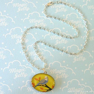 Image of Blue Budgie Oval Pendant