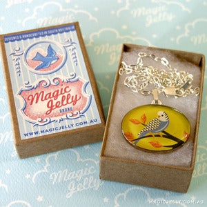 Image of Blue Budgie Oval Pendant