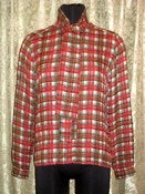 Image of VTG Hermes silk plaid blouse SZ 38/8 