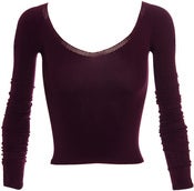 Image of Faster Mark Fast Long Sleeve Ballerina Neck Top Plum SZ S 