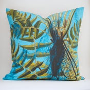 Image of DEEP ROOTS BLUE pillow cover: Vintage Chart over Botanical