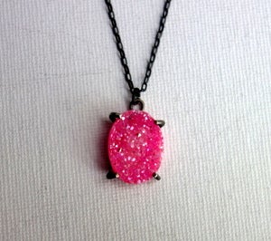 Image of Pink and Black Druzy Pendant