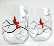 Image of Red Cardinal Stemless Wine Glasses