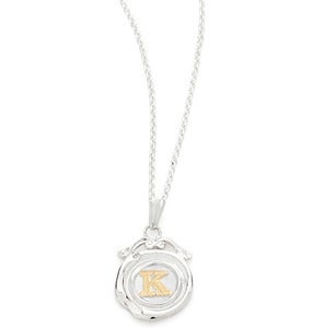 Image of Mini Personalised Silver Polished Wax Seal Necklace (A-Z) 