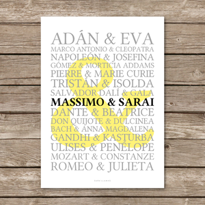 Image of Lámina Personalizable “Parejas Famosas”/ Personalized Poster "Famous Couples"