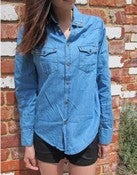 Image of Studded Collar Denim Shirt