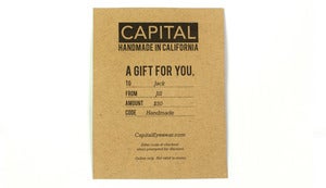 Gift Certificate Capital Eyewear Sunglasses Handmade in California