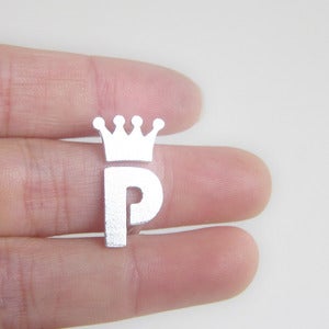 Image of Crown with Custom Initial - Handmade Silver Ring 