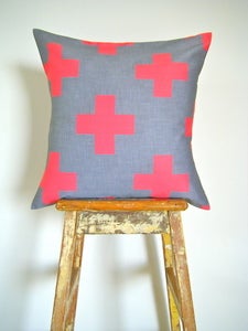 Image of Organic Cotton Cushion Cover - Plus One - Red and Grey