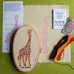 Image of LOVE YOURSELF GIRAFFE : DIY EMBROIDERY KIT