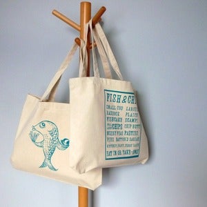 Image of Fish Supper shopper tote bag - turquoise