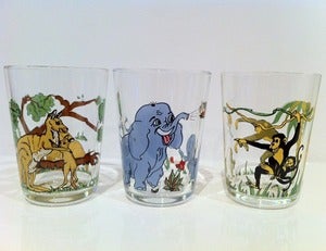 Image of VINTAGE 6 LUMINARC ZOO ANIMAL GLASSES