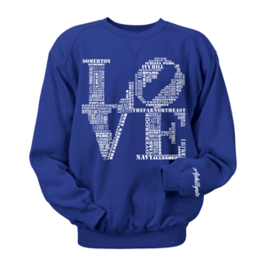 Image of Classic LOVE Crewneck (Blue/White)