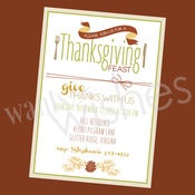 Image of Glitzy Thanksgiving BLANK & Custom Dinner Invitations