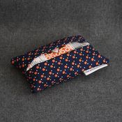 Image of travel tissue case - navy with orange dots