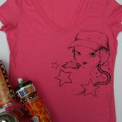 Image of pink v-neck girls lil tshirt