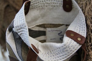 Image of  Stormy Kai Handmade Mini Hobo Purse Shoulder Bag - Mid Century Modern Vintage Linen Eco Green OOAK