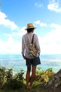Image of  Stormy Kai Handmade Mini Hobo Purse Shoulder Bag - Mid Century Modern Vintage Linen Eco Green OOAK