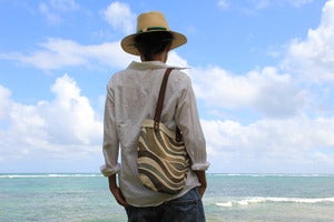 Image of  Stormy Kai Handmade Mini Hobo Purse Shoulder Bag - Mid Century Modern Vintage Linen Eco Green OOAK