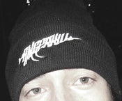 Image of Black Beanie with Embroidered Logo in White