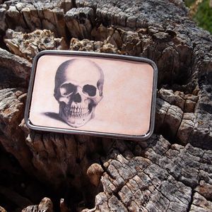 Image of Leather Belt Buckle - Skull